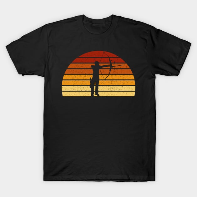 Vintage Sunset Archery Gift For Archers and Bowmen T-Shirt by OceanRadar